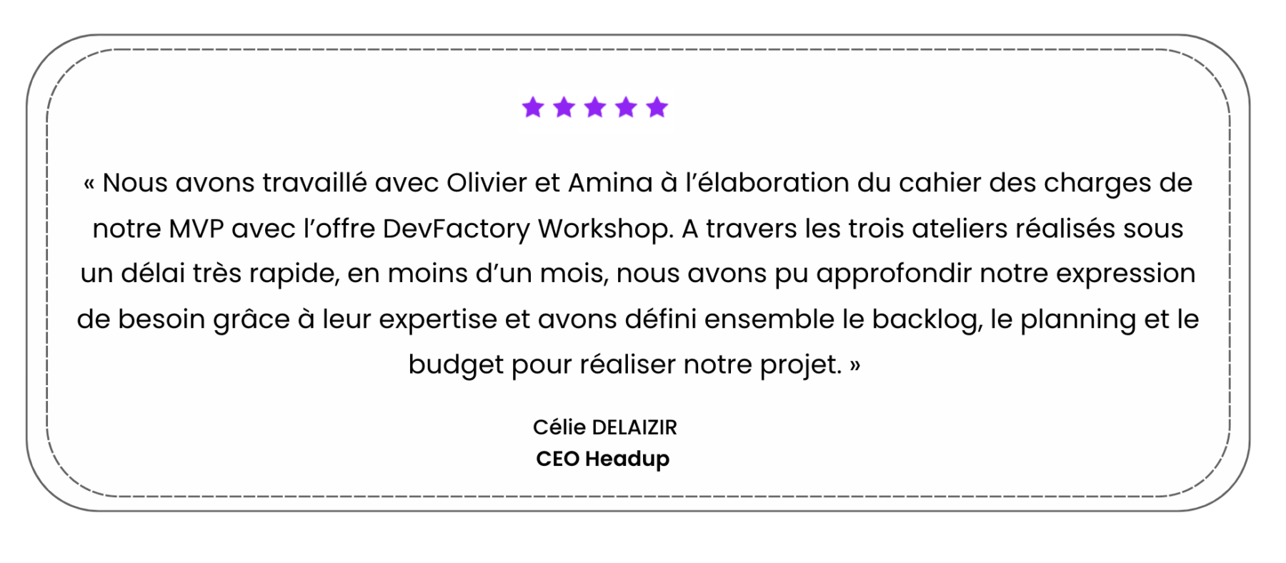 Avis cliente concernant DevFactory workshop